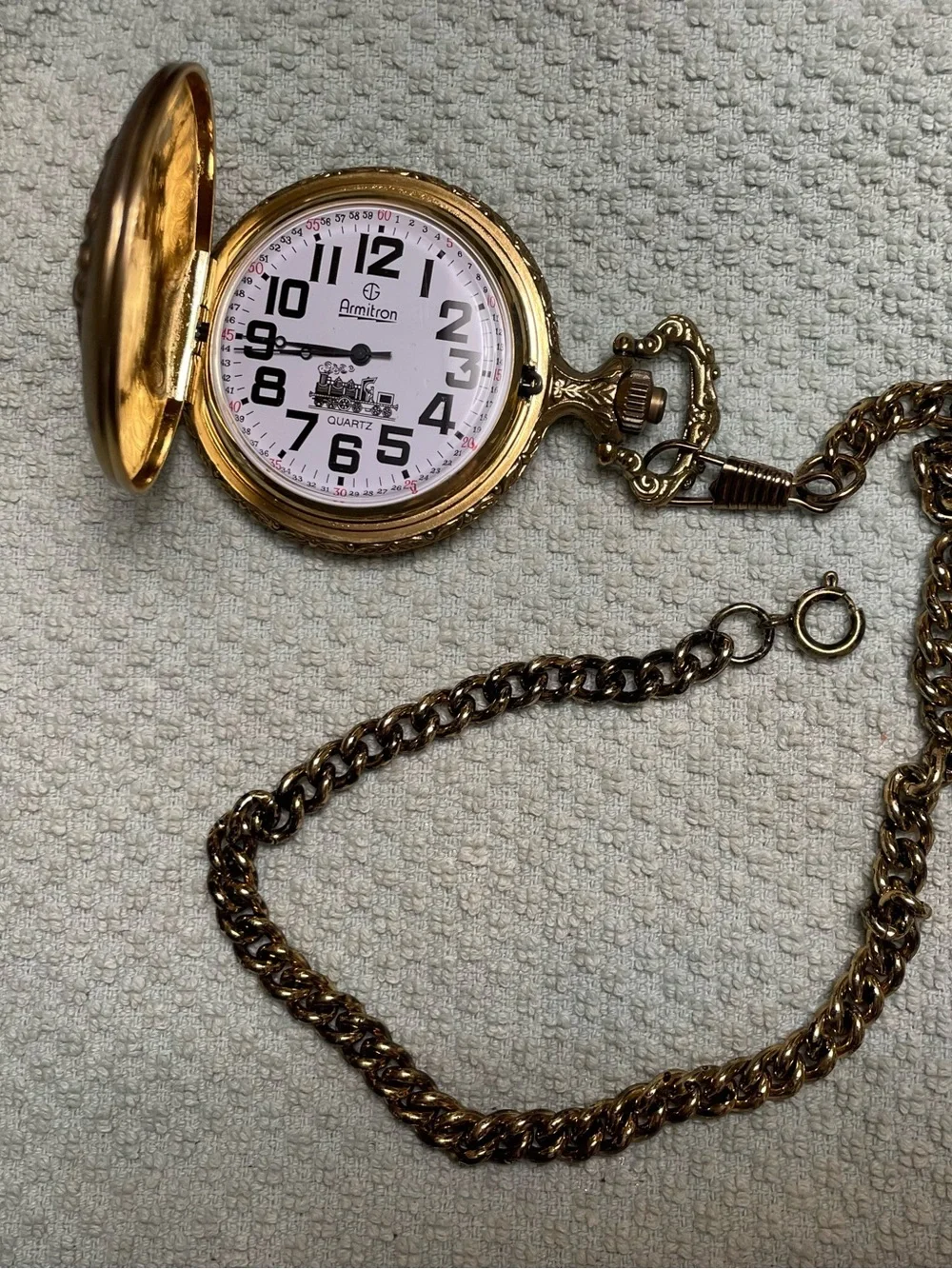 vintage gold-tone Armitron quartz pocket watch